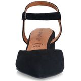 Manfield - Zwarte Slingback Pumps - Suède - Blokhak 6 cm