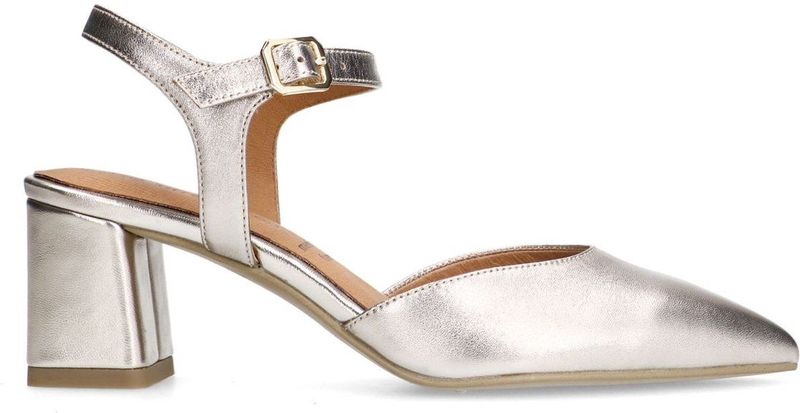 Manfield - Slingback Pumps - Geel - Goud - Leer