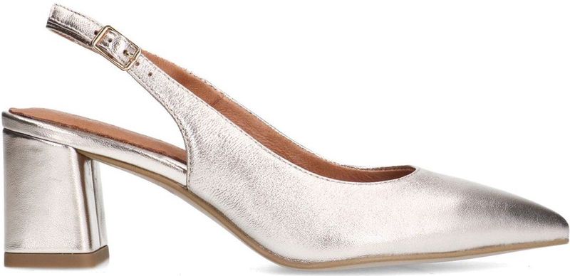 Manfield - Slingback Pumps - Geel - Leder - Met Enkelbandje