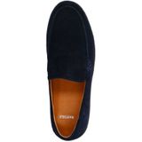 Manfield - Loafers - Donkerblauw - Suède - Platte Zool