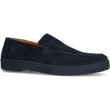 Manfield - Loafers - Donkerblauw - Suède - Platte Zool
