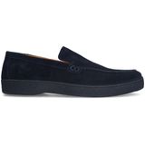 Manfield - Loafers - Donkerblauw - Suède - Platte Zool