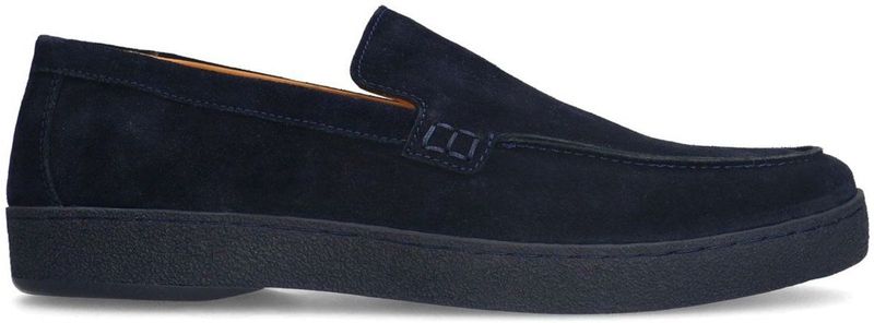 Manfield - Loafers - Donkerblauw - Suède - Platte Zool