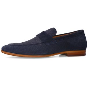 Manfield - Blauwe Loafers - Suède - Gevlochten Details