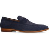 Manfield - Blauwe Loafers - Suède - Gevlochten Details