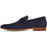 Manfield - Blauwe Loafers - Suède - Gevlochten Details