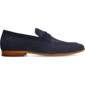 Manfield - Blauwe Loafers - Suède - Gevlochten Details