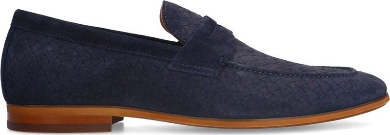 Manfield - Blauwe Loafers - Suède - Gevlochten Details