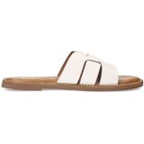 Manfield - Witte Sliders - Leer - Memory Foam Voetbed