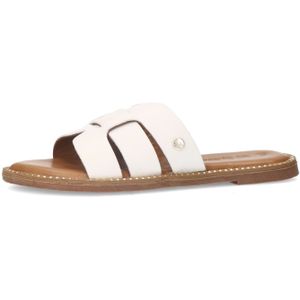 Manfield - Witte Sliders - Leer - Memory Foam Voetbed