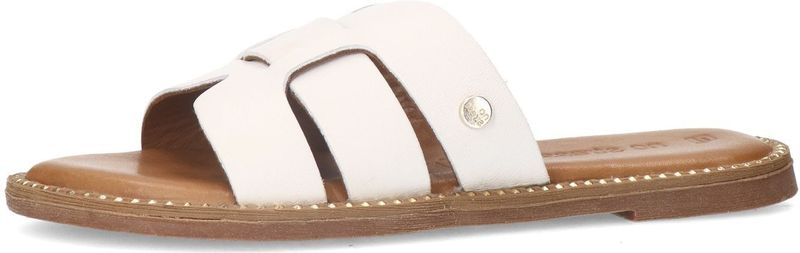 Manfield - Witte Sliders - Leer - Memory Foam Voetbed