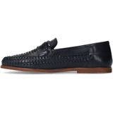 Manfield - Heren - Zwarte Leren Loafers - Unieke Gevlochten Details