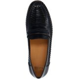 Manfield - Heren - Zwarte Leren Loafers - Unieke Gevlochten Details