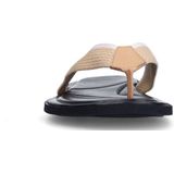 Manfield - Teenslippers - Beige - Textiel - Platte Zool