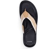 Manfield - Teenslippers - Beige - Textiel - Platte Zool