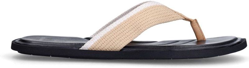 Manfield - Teenslippers - Beige - Textiel - Platte Zool