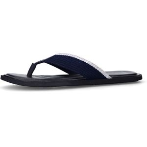 Manfield - Teenslippers - Blauw - Textiel - Suède Voering