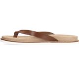 Manfield - Leren Teenslippers - Cognac - Leer