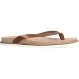 Manfield - Leren Teenslippers - Cognac - Leer