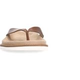 Manfield - Leren Teenslippers - Cognac - Leer