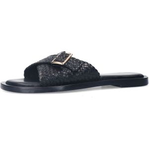 Manfield - Gevlochten Slippers - Zwart - Kunststof