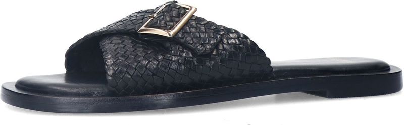 Manfield - Gevlochten Slippers - Zwart - Kunststof