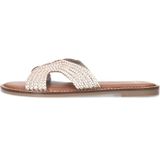 Manfield - Leren Slippers - Goud - Leer