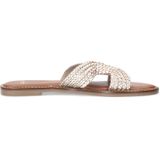 Manfield - Leren Slippers - Goud - Leer