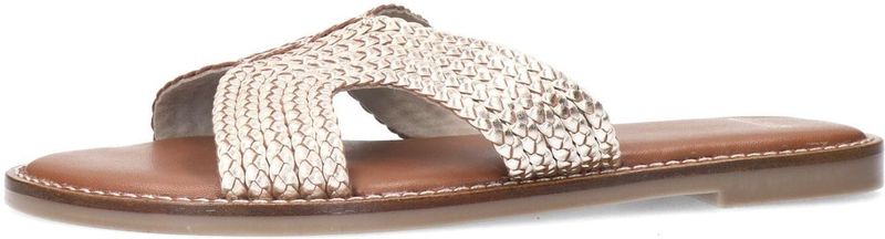 Manfield - Leren Slippers - Goud - Leer