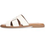 Manfield - Leren Slippers - Wit - Crocoprint - Comfortabele Hakvorm