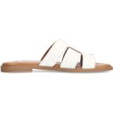 Manfield - Leren Slippers - Wit - Crocoprint - Comfortabele Hakvorm