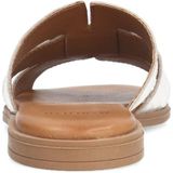 Manfield - Leren Slippers - Wit - Crocoprint - Comfortabele Hakvorm