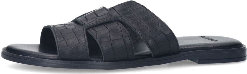 Manfield - Slippers - Zwart - Leer