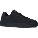 Manfield - Nubuck Sneakers - Zwart - Nubuck - Vetersluiting