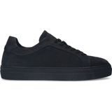 Manfield - Nubuck Sneakers - Zwart - Nubuck - Vetersluiting