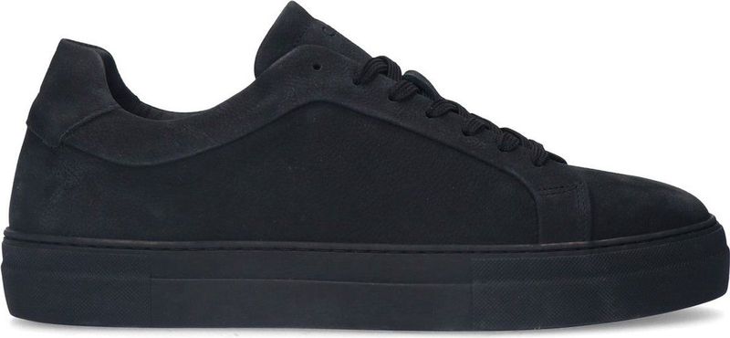 Manfield - Nubuck Sneakers - Zwart - Nubuck - Vetersluiting