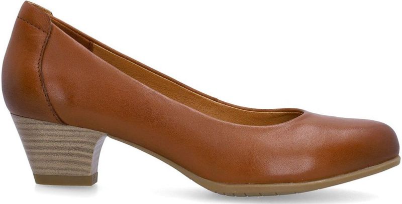 Manfield - Cognacleren Pumps - Bruin - Leren - Met Memory Foam