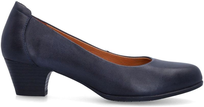 No Stress - Leren Pumps - Donkerblauw - Blokhak