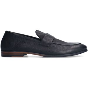 Manfield - Zwarte Leren Loafers - Hak 2 cm - Instapschoenen