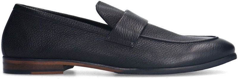 Manfield - Zwarte Leren Loafers - Hak 2 cm - Instapschoenen