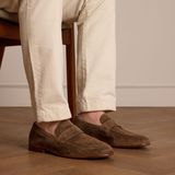 Manfield - Taupe Suède Loafers - Instapmodel - Heren Schoenen - Beige