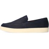Manfield - Loafers - Donkerblauw - Suède - Platte Zool