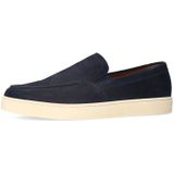 Manfield - Loafers - Donkerblauw - Suède - Platte Zool