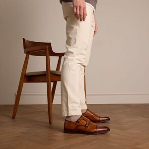 Manfield - Leren Gespschoenen - Cognac - Leer