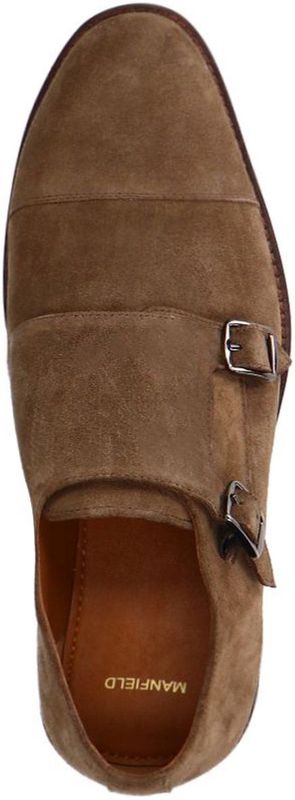 Manfield - Gespschoenen - Taupe - Suède - Leren Voering