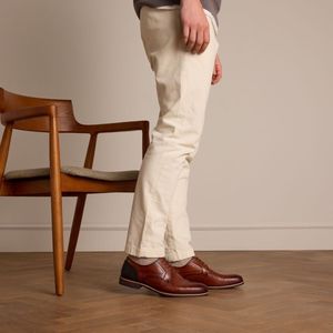 Manfield - Leren Veterschoenen - Cognac - Leer