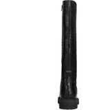 Manfield - Zwarte Leren Hoge Croco Laarzen - Ritssluiting - Hak 4 cm