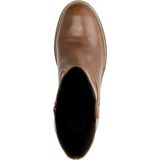 Manfield - Cognac Leren Enkellaarsjes - Met Hak - Ronde Neus - Ritssluiting