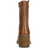 Manfield - Cognac Leren Enkellaarsjes - Met Hak - Ronde Neus - Ritssluiting