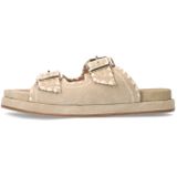 Manfield - Slippers - Beige - Suède - Verstelbare Gespsluitingen